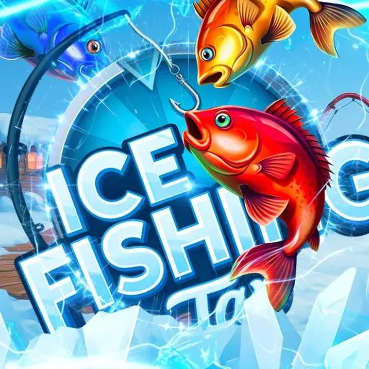 Peixes vermelho, dourado e azul do jogo Ice Fishing